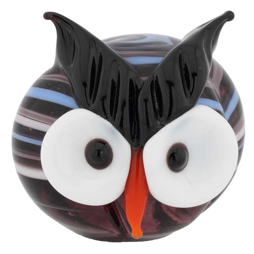Murano Glass Small Round Owl - Purple