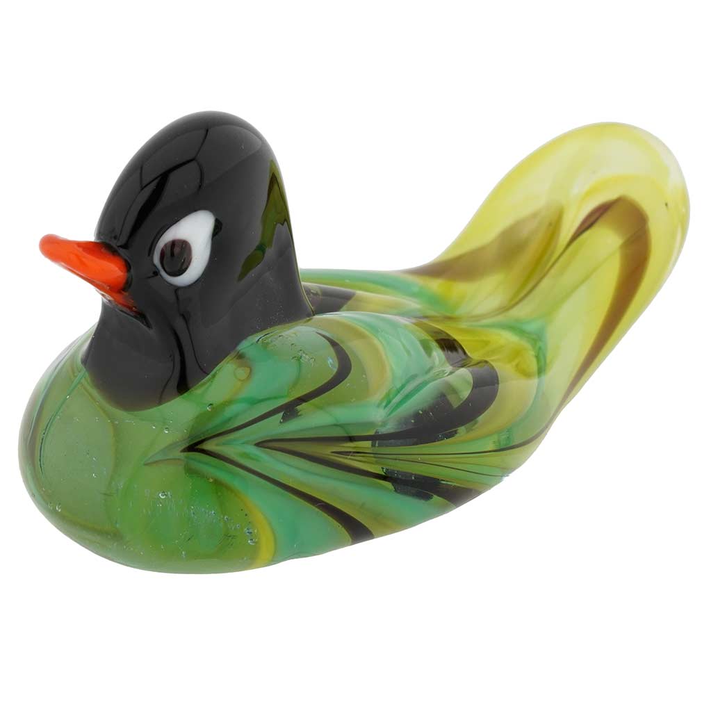 Murano Glass Swimming Duck - Green