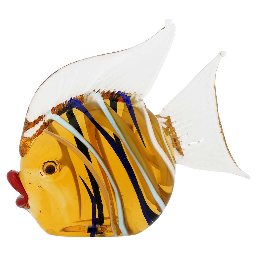 Striped Glass Round Fish - Topaz Brown