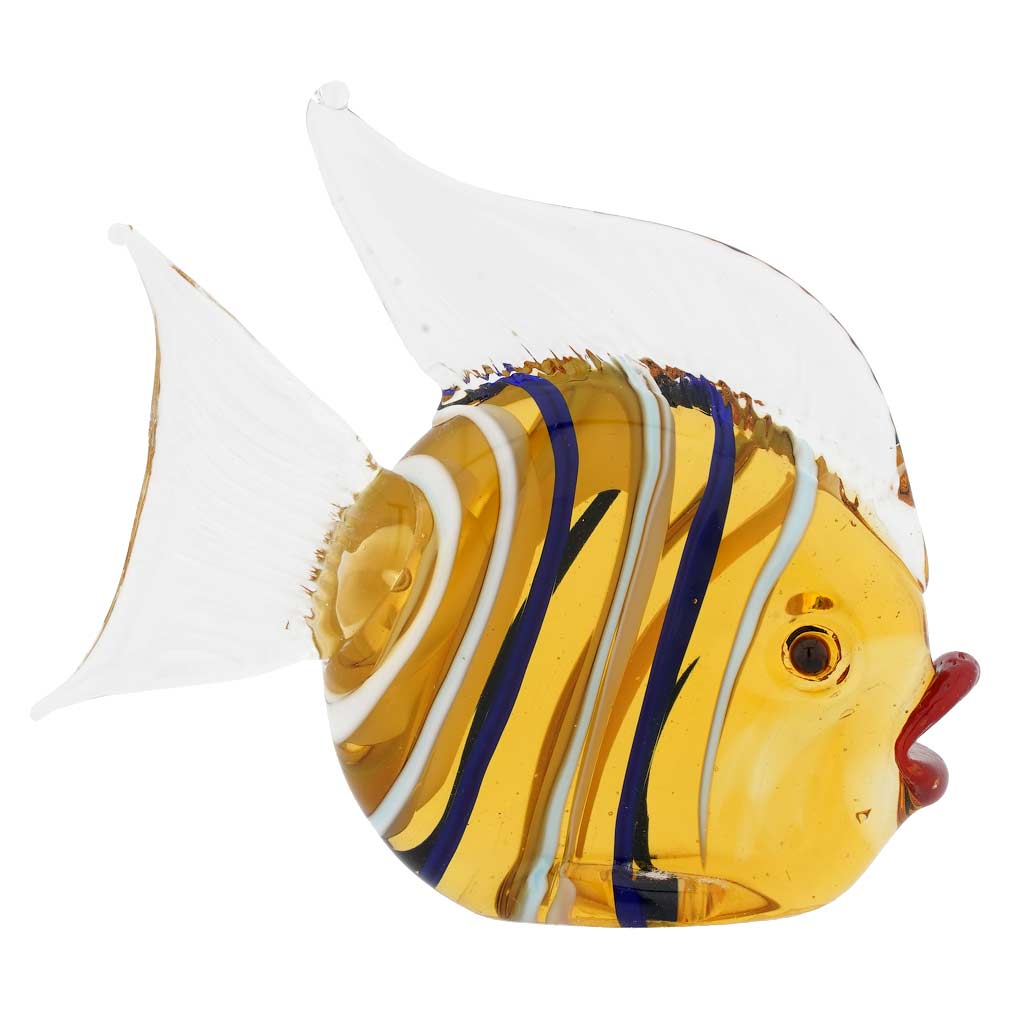 Striped Glass Round Fish - Topaz Brown