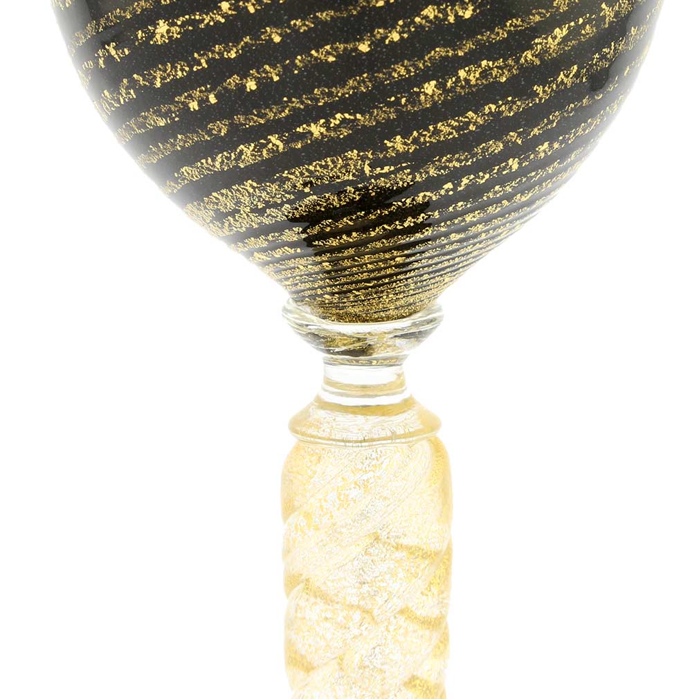 Murano Glass Goblet - Black and Gold