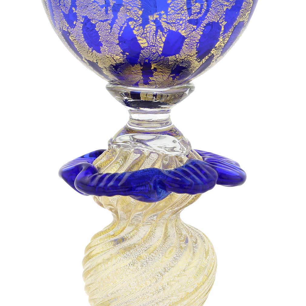 Murano Glass Goblet - Blue and Gold