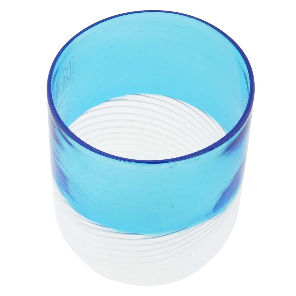 Filigrana Murano Glass Tumbler - Aqua Blue And White