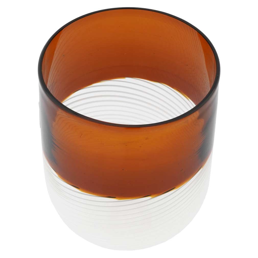 Filigrana Murano Glass Tumbler - Brown And White
