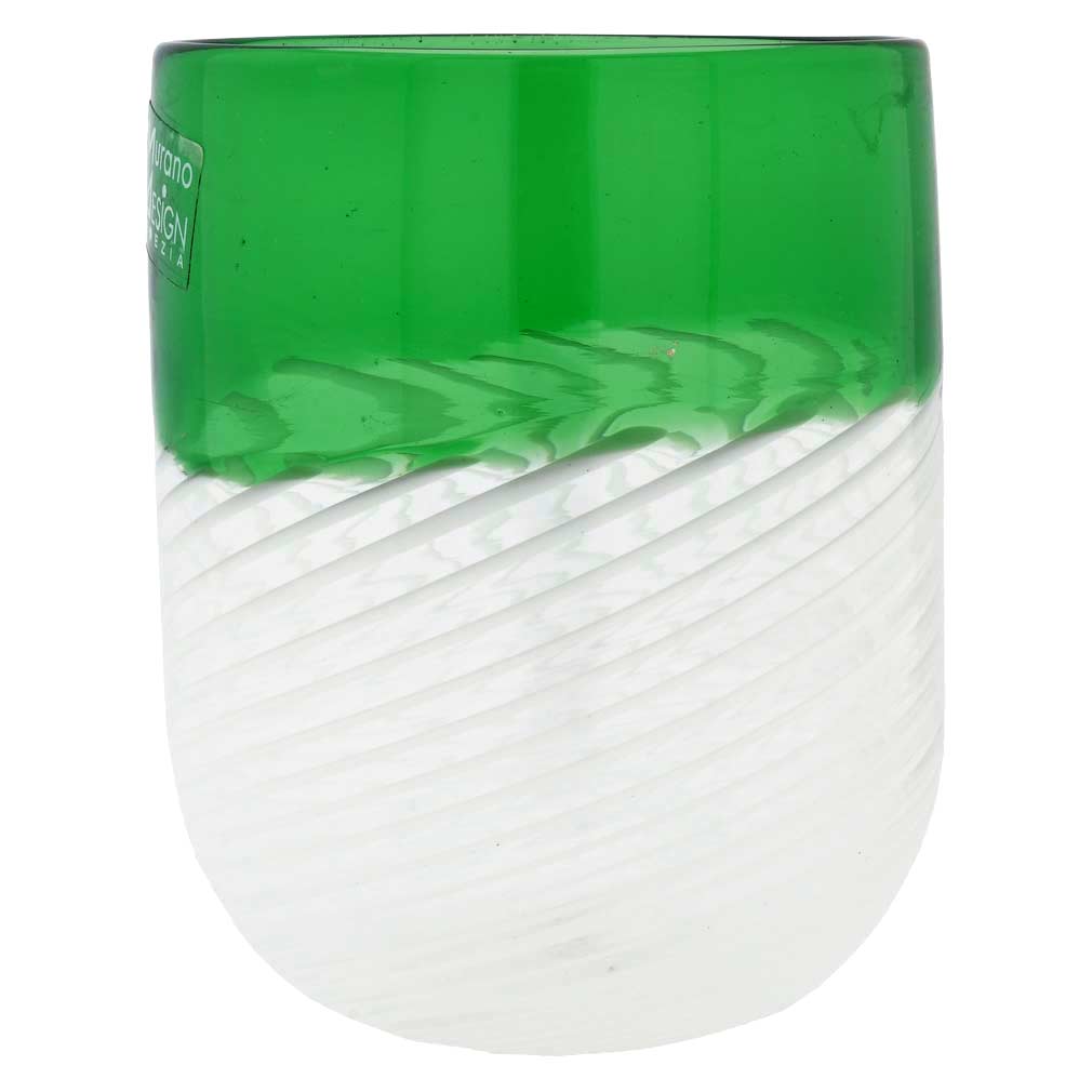 Filigrana Murano Glass Tumbler - Green And White