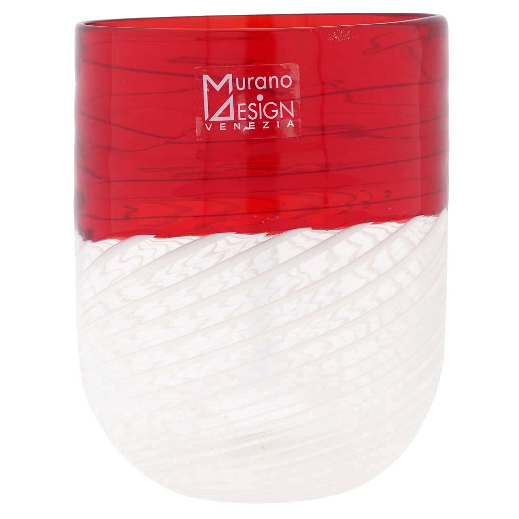 Filigrana Murano Glass Tumbler - Red And White