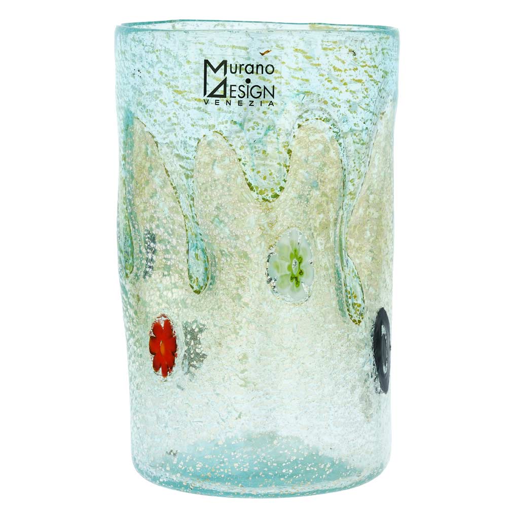 Murano Tall Drinking Glass - Silver Lava Aqua