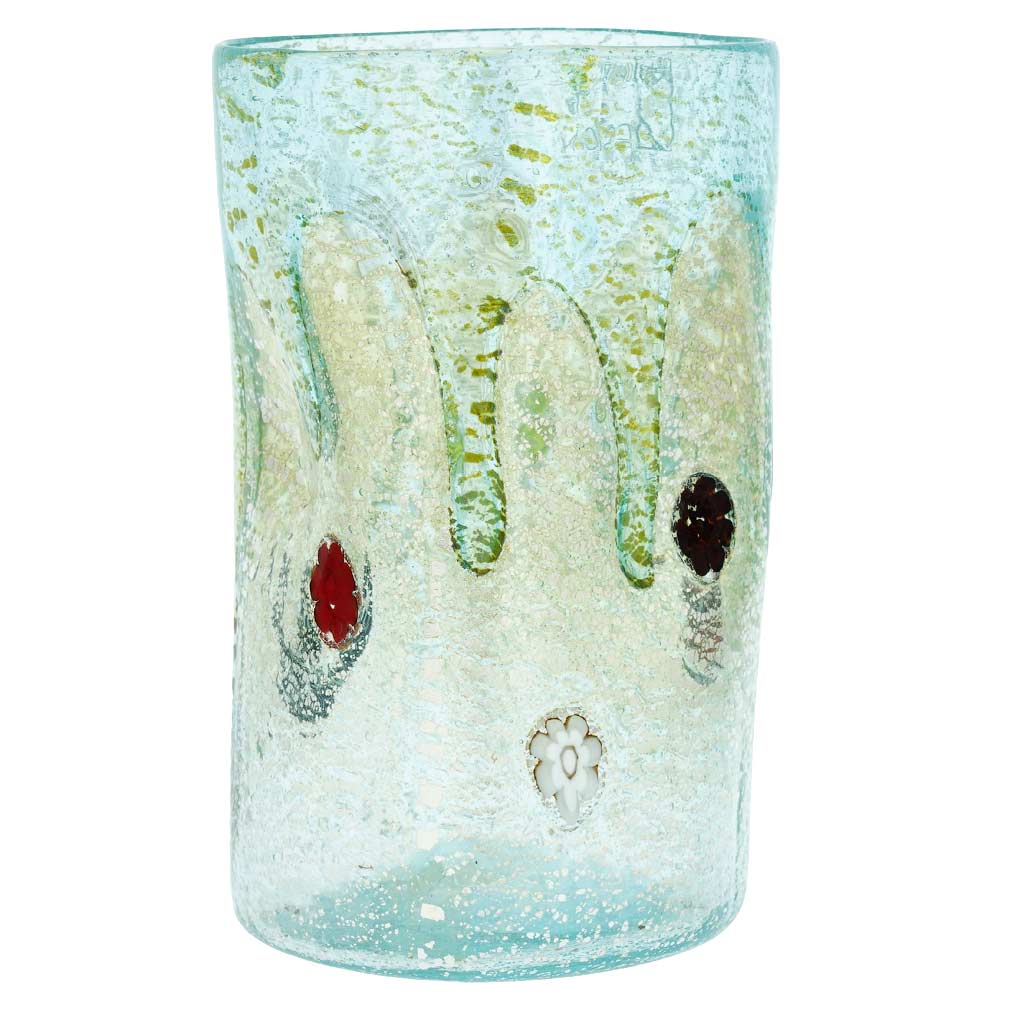 Murano Tall Drinking Glass - Silver Lava Aqua