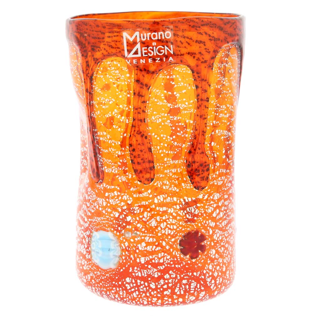 Murano Tall Drinking Glass - Silver Lava Orange