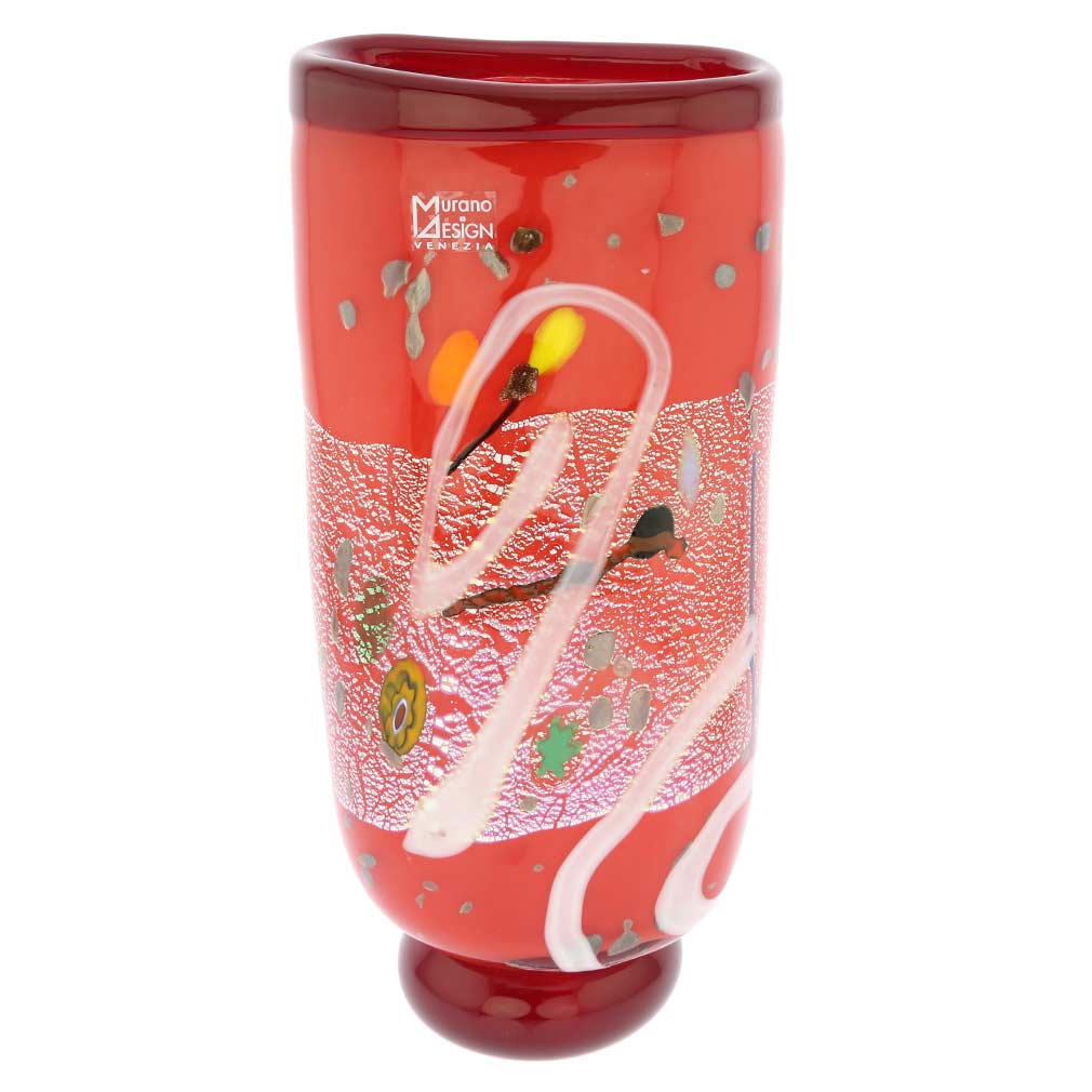 Modern Art Murano Glass Vase - Red