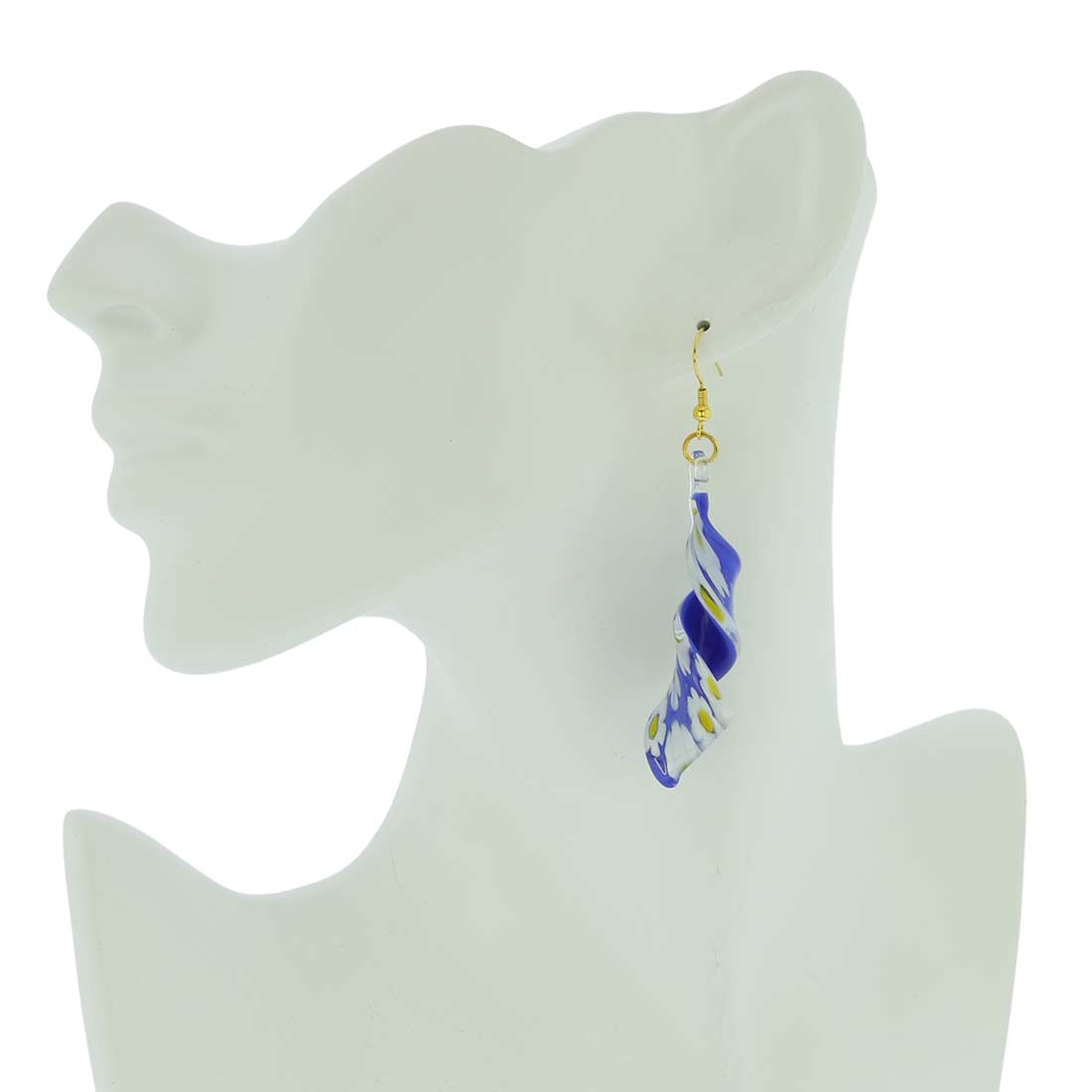 Blue Daisy Spiral Earrings