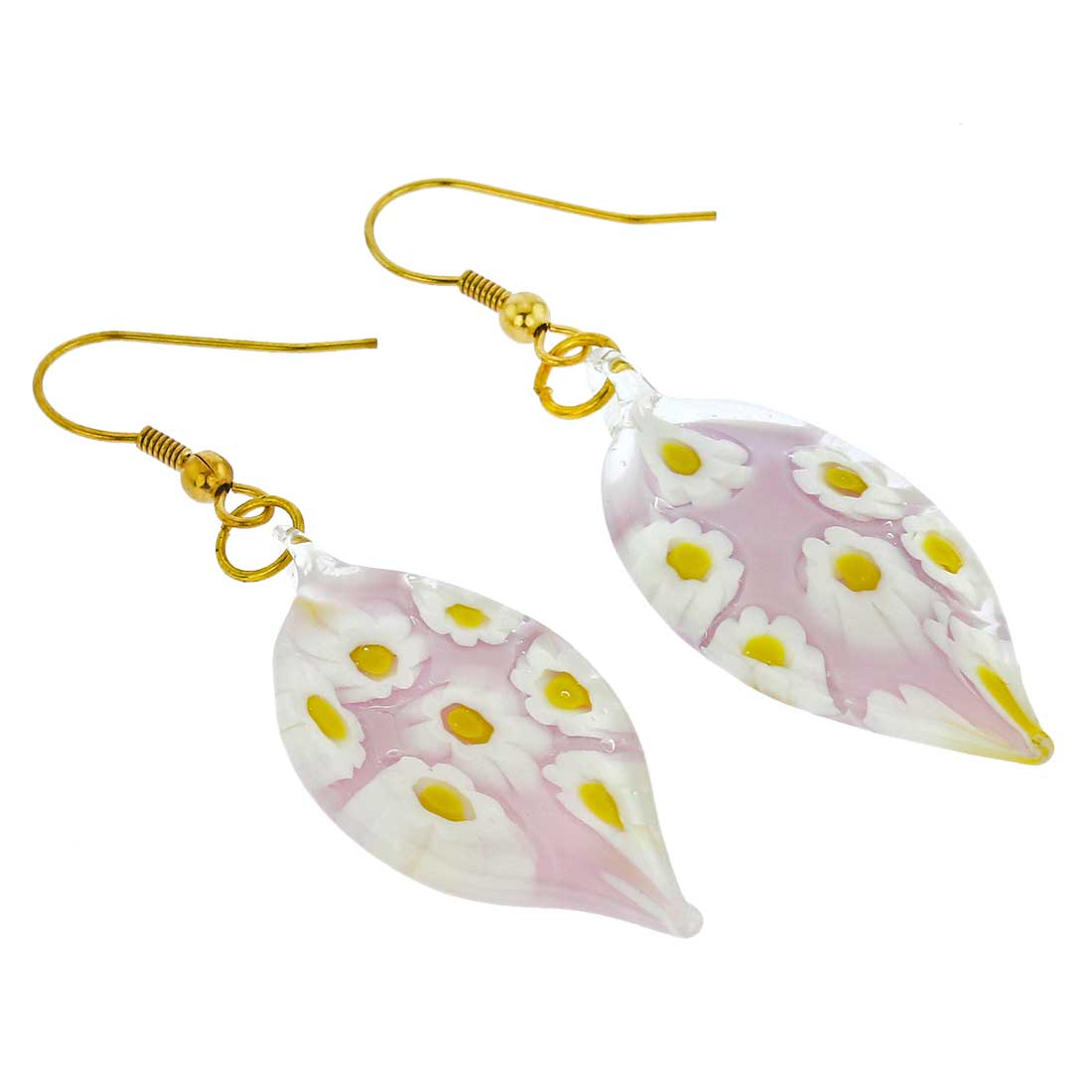 Lilac Daisy Leaf-Shaped Earrings