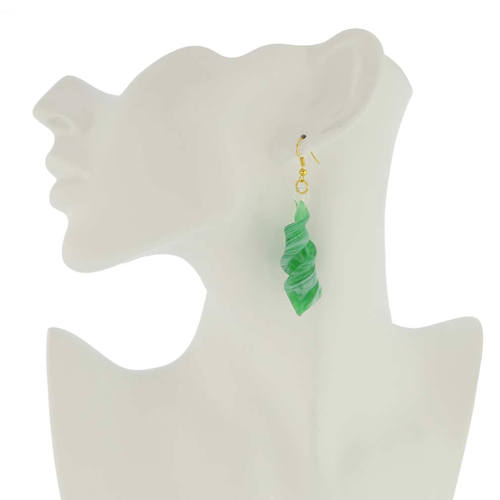 Venetian Marble Spiral Earrings - Emerald