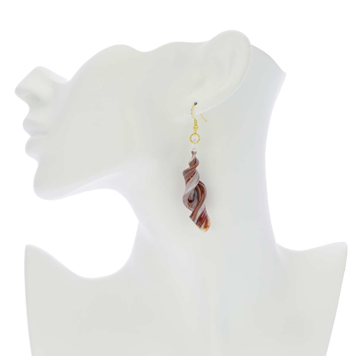 Venetian Marble Spiral Earrings - Red