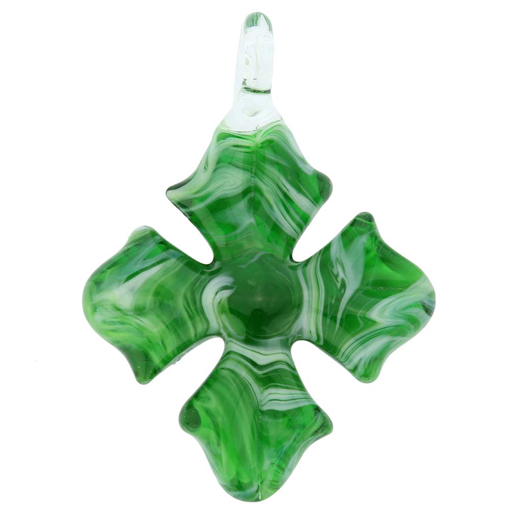 Venetian Marble Cross Pendant - Emerald