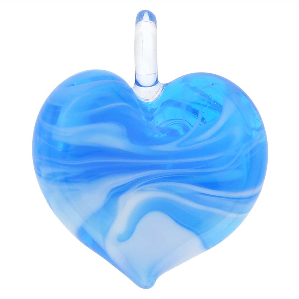 Venetian Marble Heart Pendant - Aquamarine