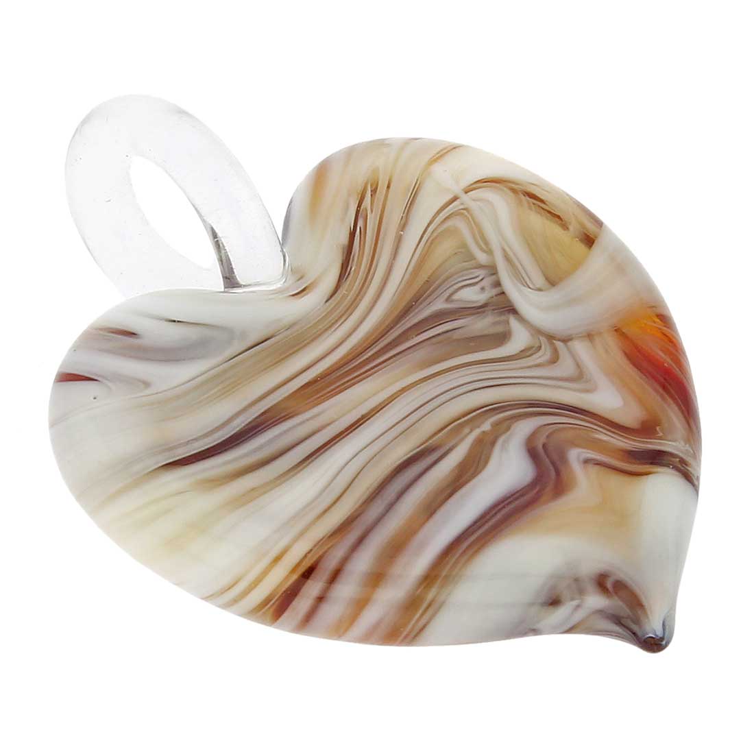 Venetian Marble Heart Pendant - Cognac