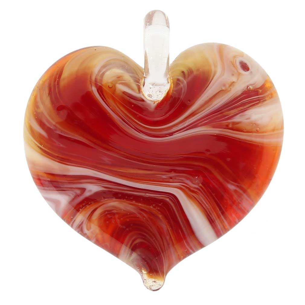 Venetian Marble Heart Pendant - Red