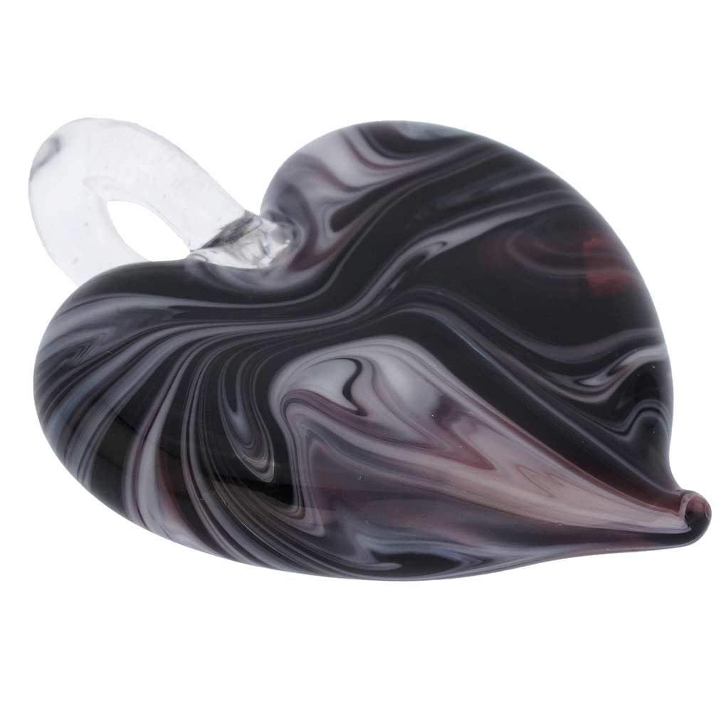 Venetian Marble Heart Pendant - Dark Purple