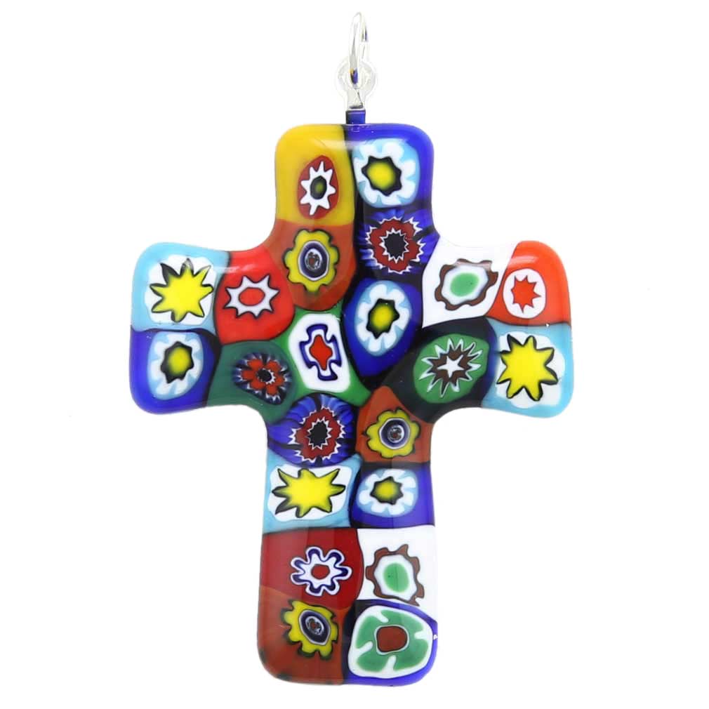 Color Splash Murano Millefiori Cross Pendant