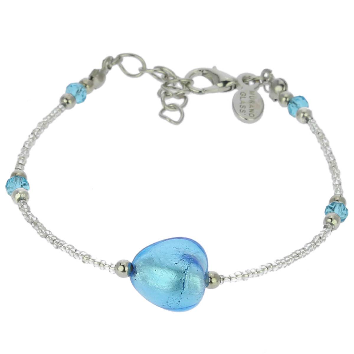 Murano Heart Bracelet - Sky Blue