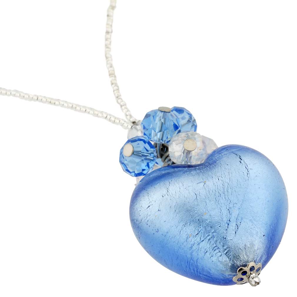 Venetian Love Heart Necklace - Sky Blue