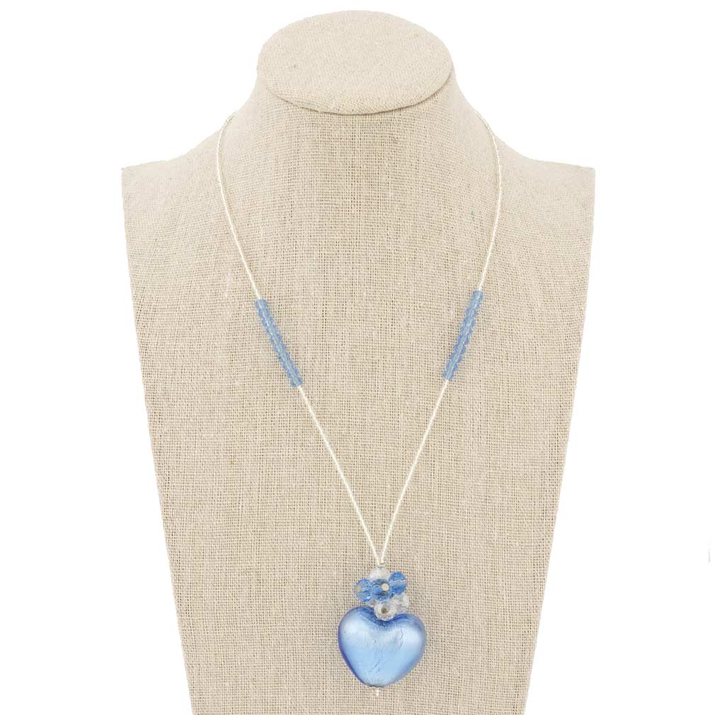 Venetian Love Heart Necklace - Aqua Blue