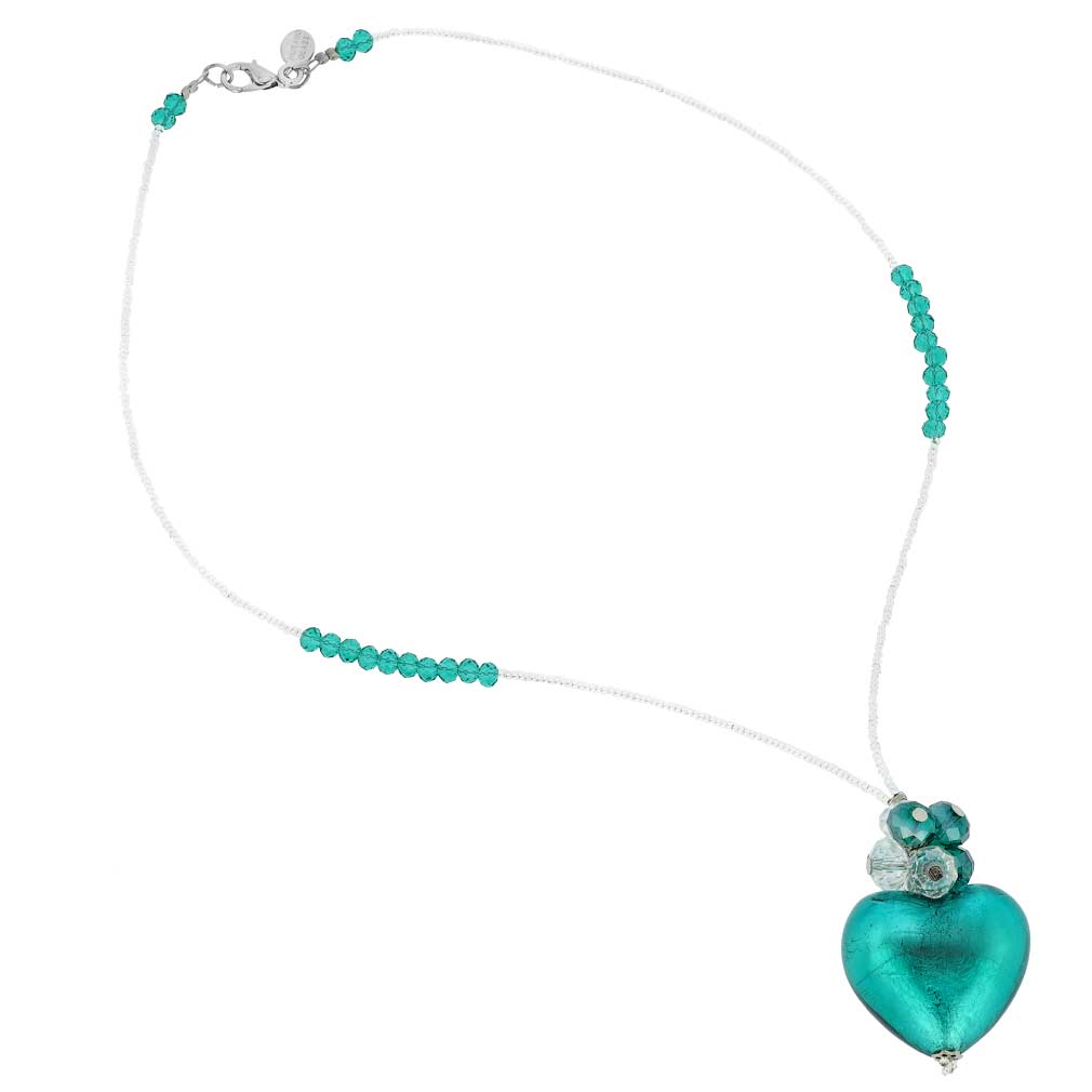 Venetian Love Heart Necklace - Aquamarine