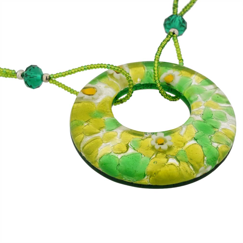 Murano Lava Necklace - Silver and Green