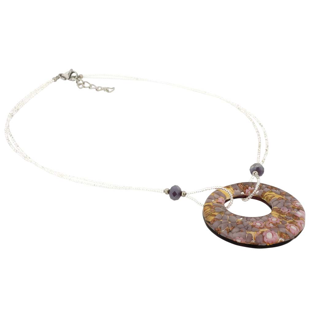Murano Lava Necklace - Pink and Gold