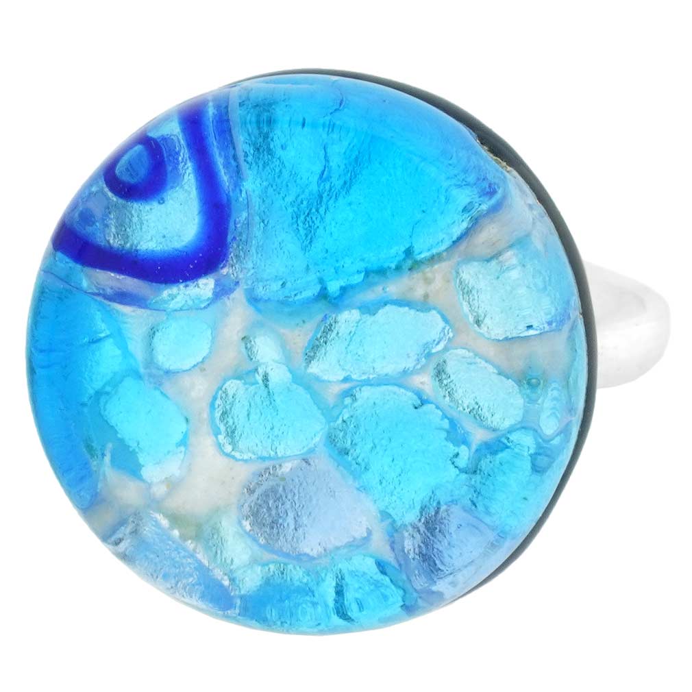 Round With Adjustable Band #1 GlassOfVenice Murano Glass Venetian Reflections Ring