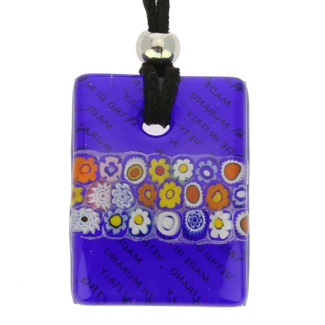 Murano Glass Millefiori Blue Necklace and Earrings Set