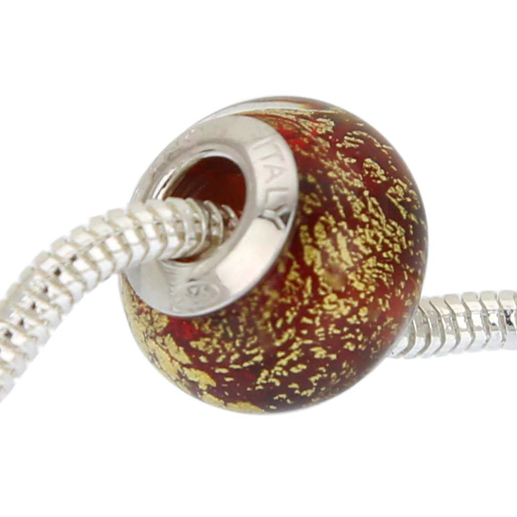 Sterling Silver Ca D\'Oro Red Murano Glass Charm Bead