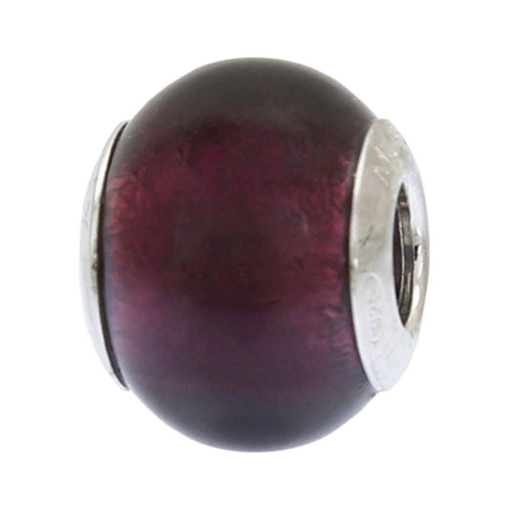 Sterling Silver Purple Murano Glass Charm Bead