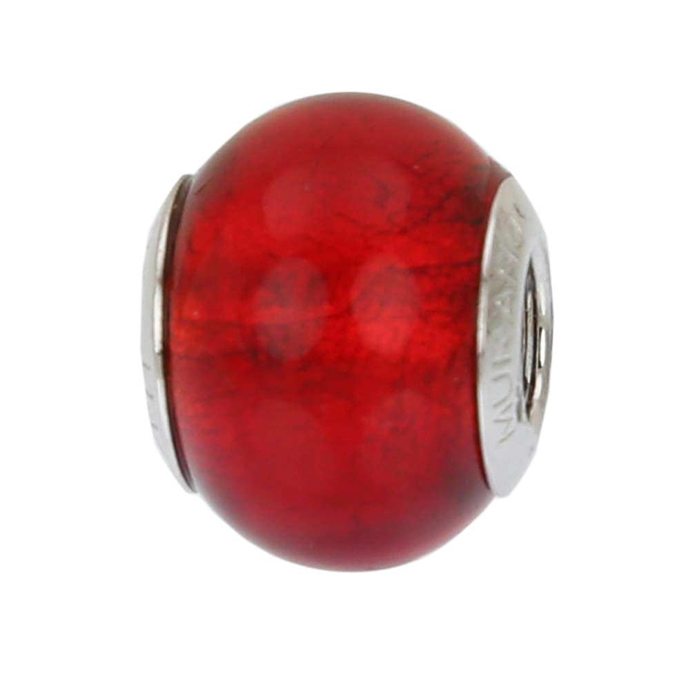 Sterling Silver Red Murano Glass Charm Bead
