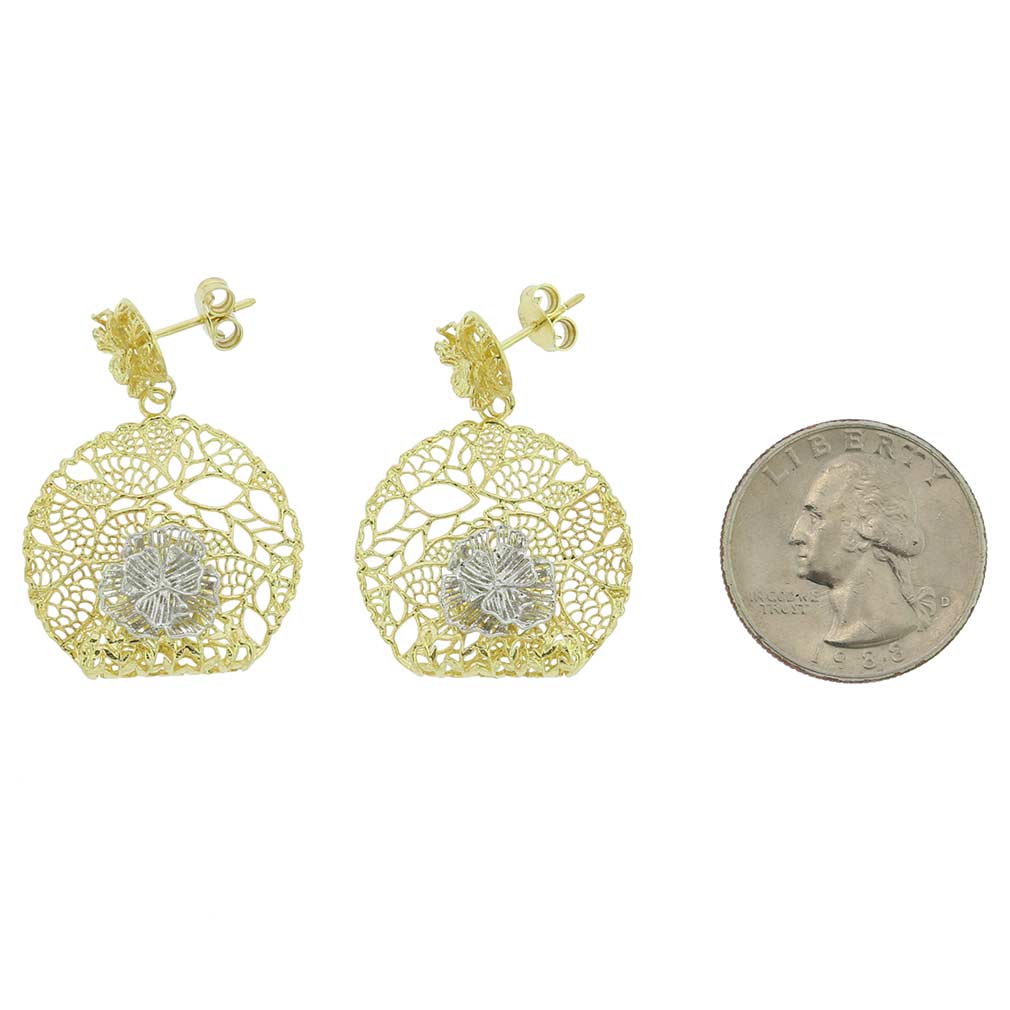 Details about   GlassOfVenice Italian Rose Sterling Silver Gold-Plated Earrings 