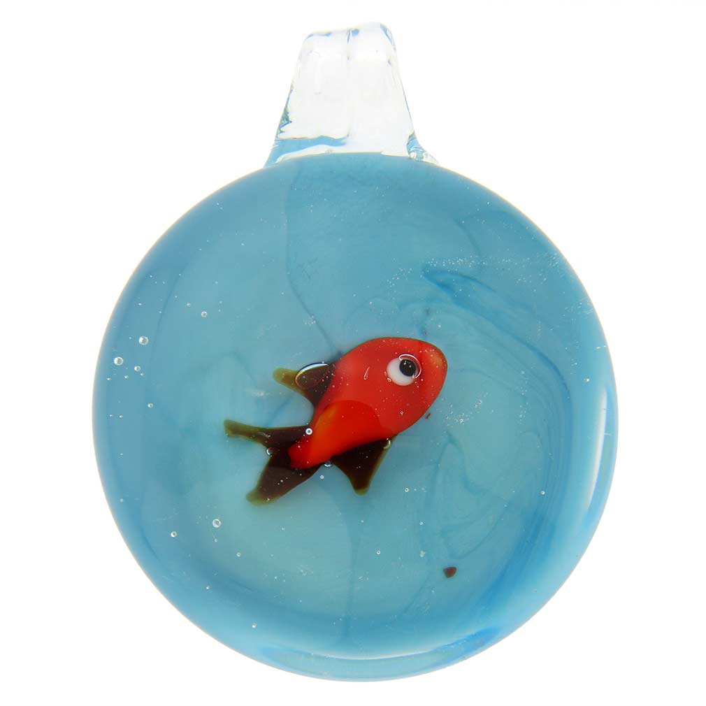 Murano Glass Aquarium With Fish Pendant