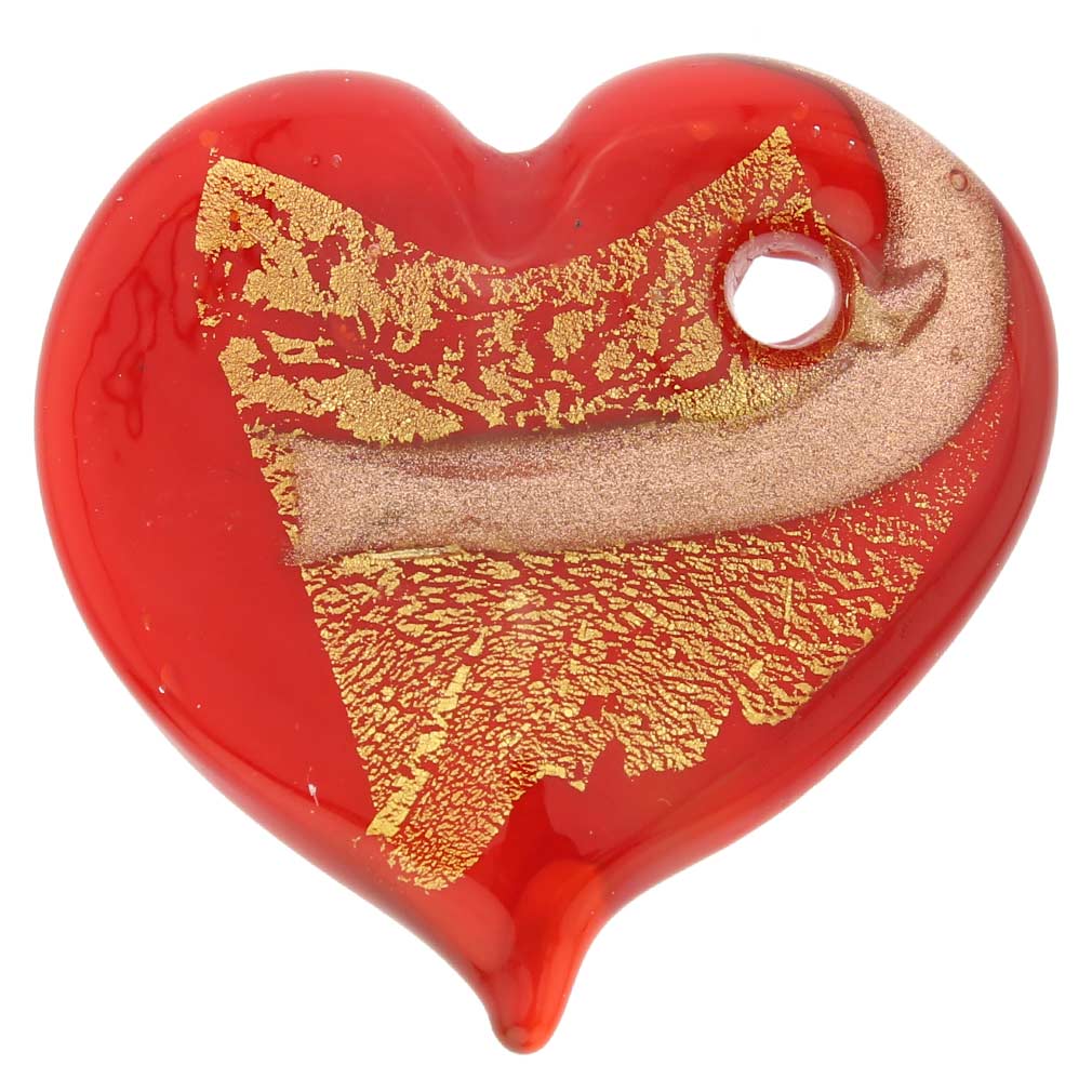 Tender Heart Pendant - Red and Gold