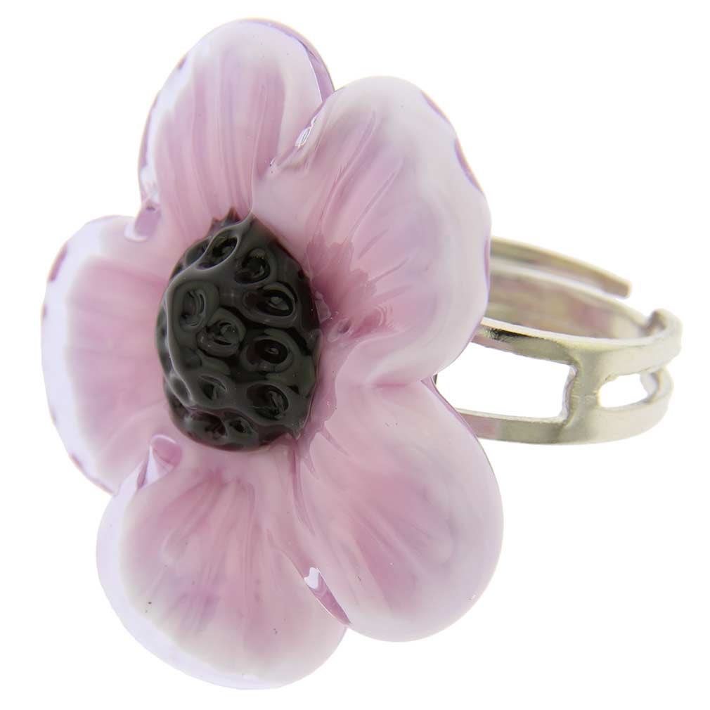 Purple Flower Adjustable Murano Ring
