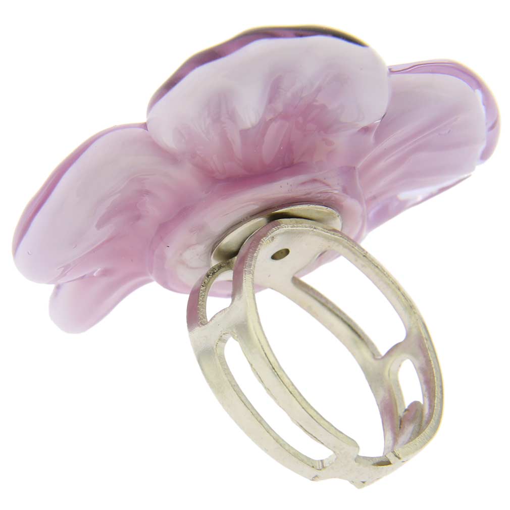 Purple Flower Adjustable Murano Ring