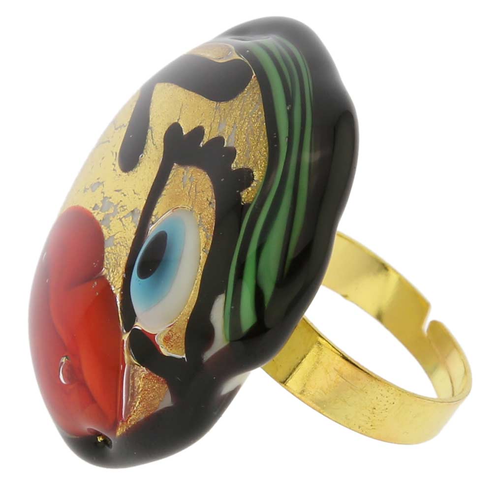 Murano Glass Picasso Face Ring