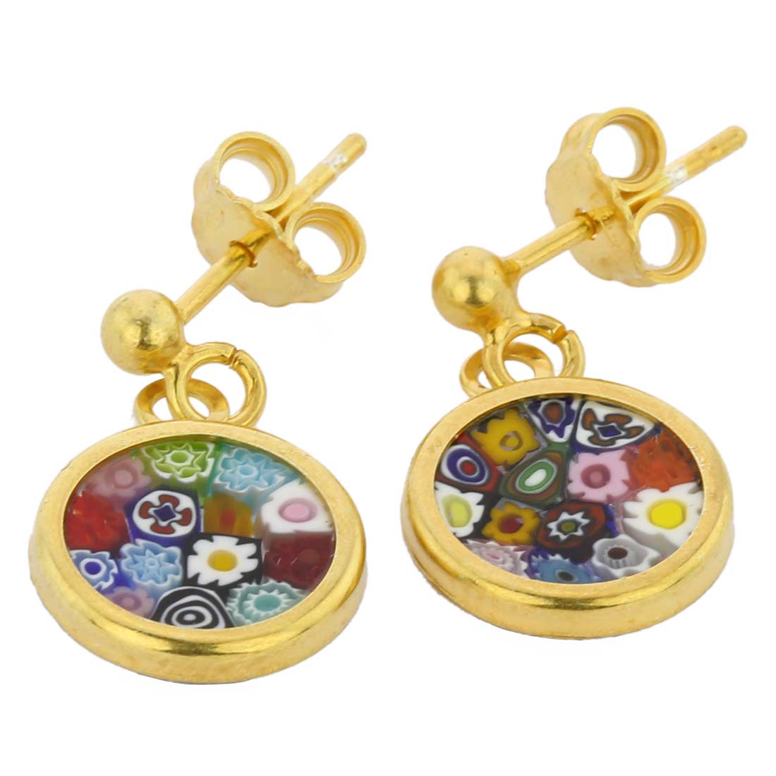 Millefiori Earrings in Gold-Plated Frame \"Multicolor\"