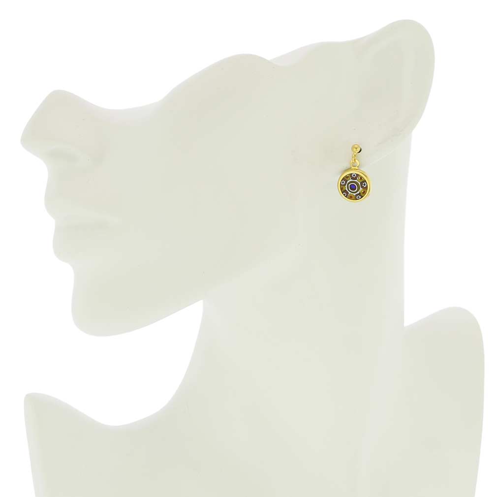 Millefiori Earrings in Gold-Plated Frame