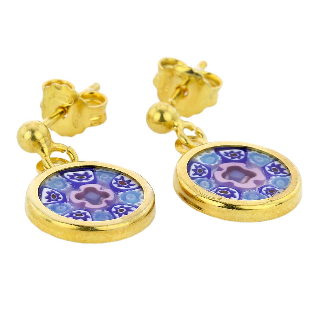 Millefiori Earrings in Gold-Plated Frame