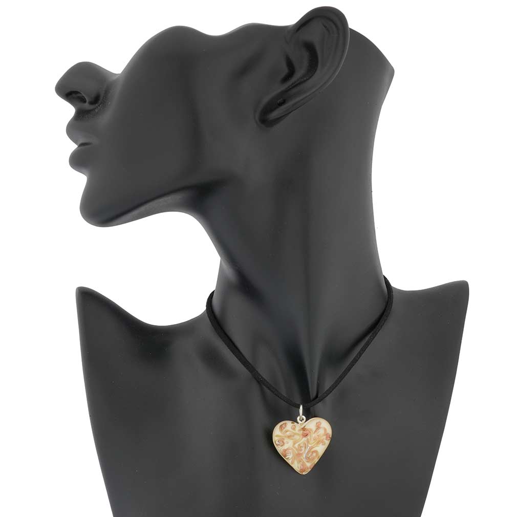 Passione Cream Heart Murano Glass Necklace