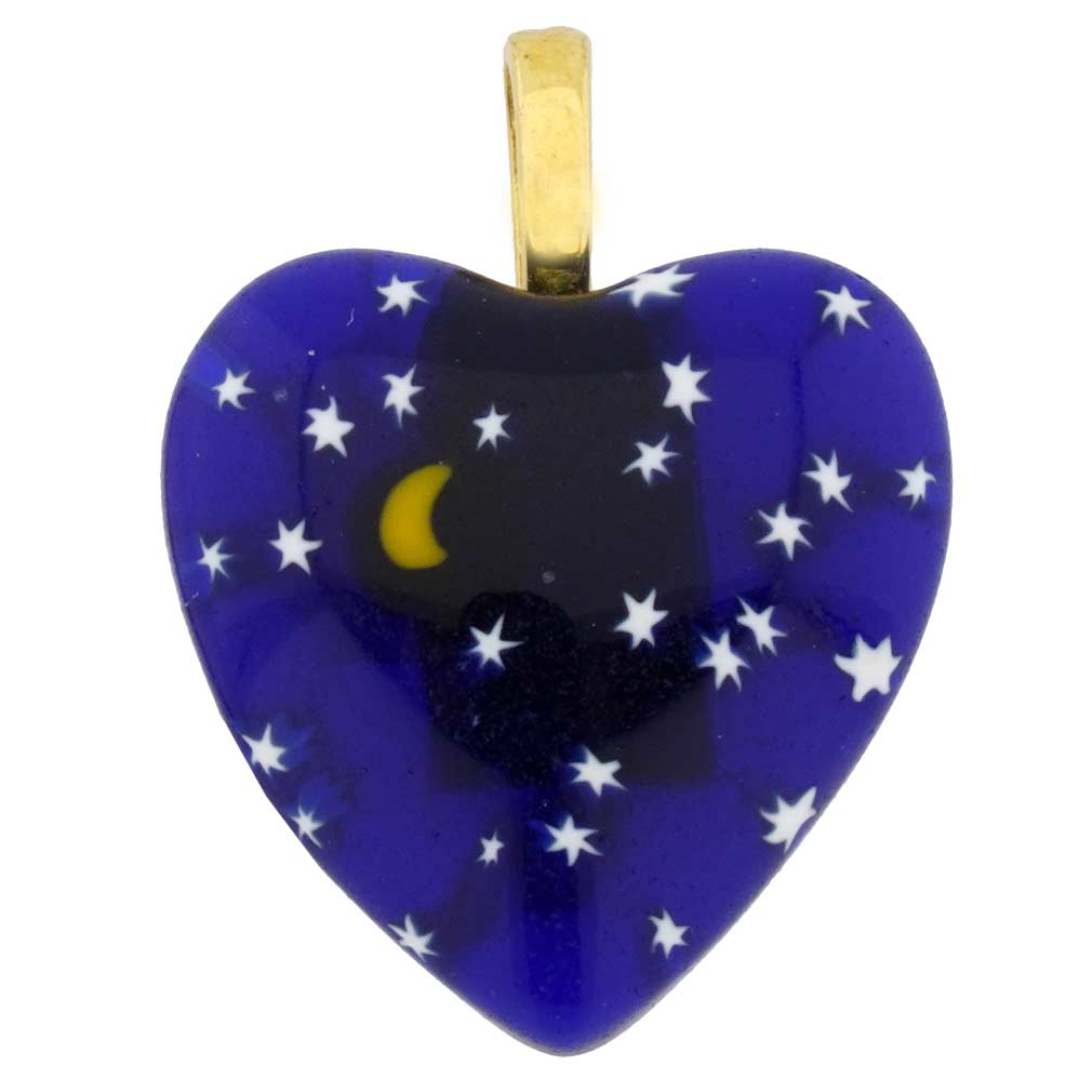 Millefiori Heart Pendant Medium - Starry Night