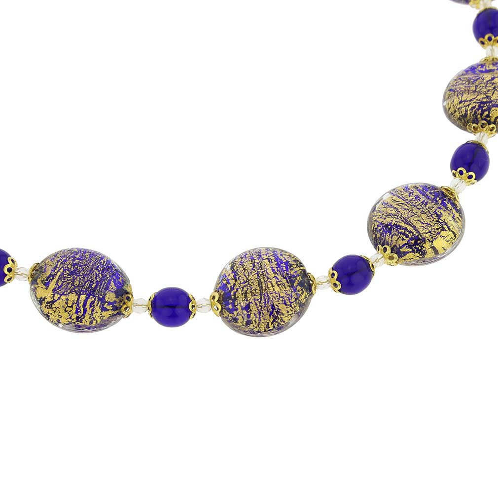 Murano Glass Cobalt Lola Collection Set Necklace and Earrings 