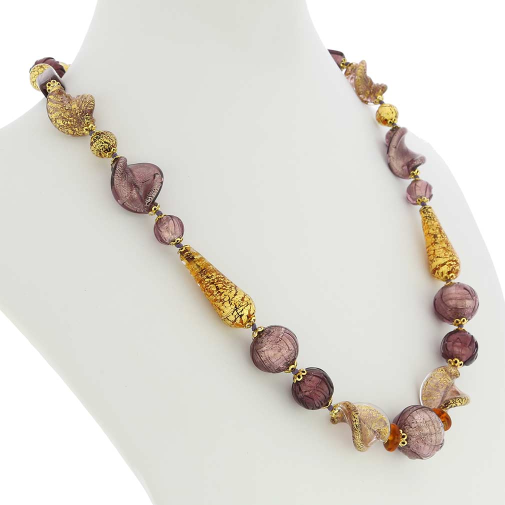 Necklace Murano Splendor - Purple and Gold