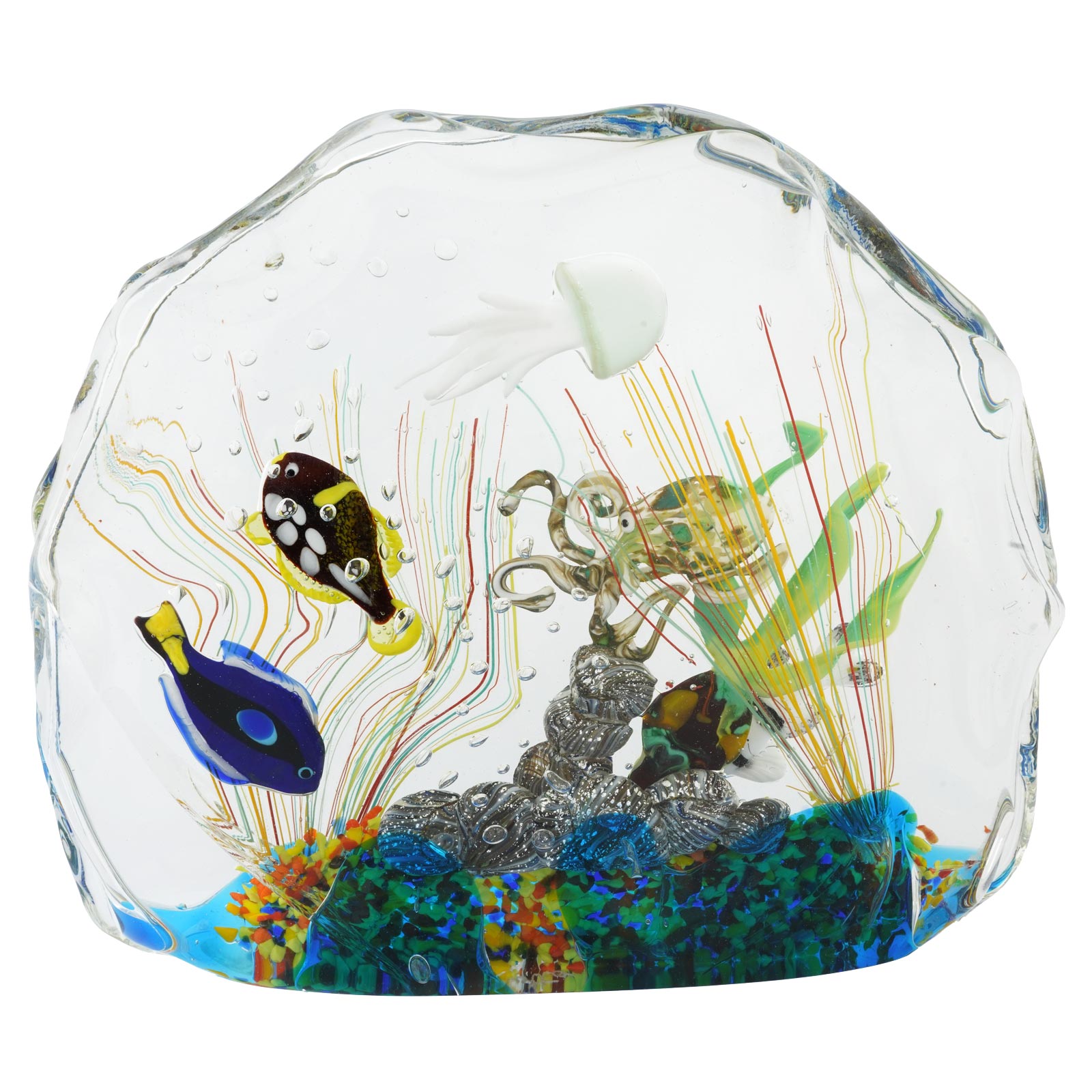 Large Murano Glass Aquarium With Fish And Sea Life