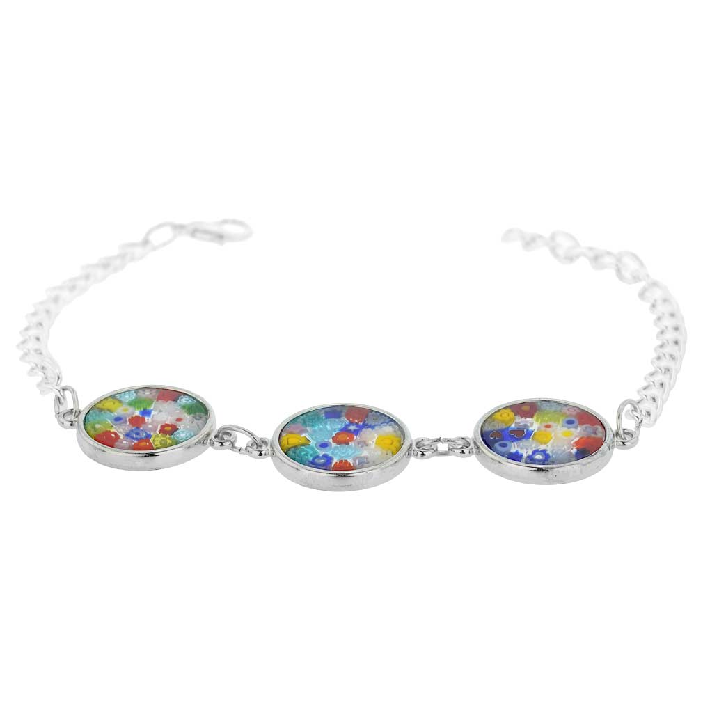 Murano Glass Millefiori Silver Disks Bracelet - Multicolor